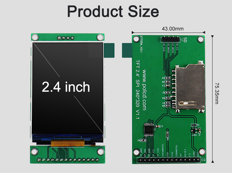 Polcd 18 Pin 260 NIT 2.4 Inch Tft Display 240X320 Capacitive Touch Screen Lcd