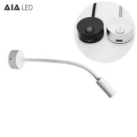 Buy cheap IP40 wall mounted bedside wall light USB 3W hotel &flexible snake led reading product