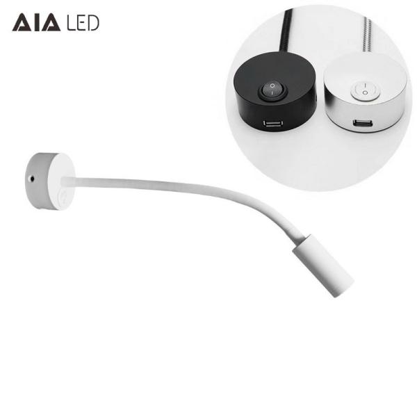 Buy cheap IP40 wall mounted bedside wall light USB 3W hotel &flexible snake led reading light for villa decoration from wholesalers