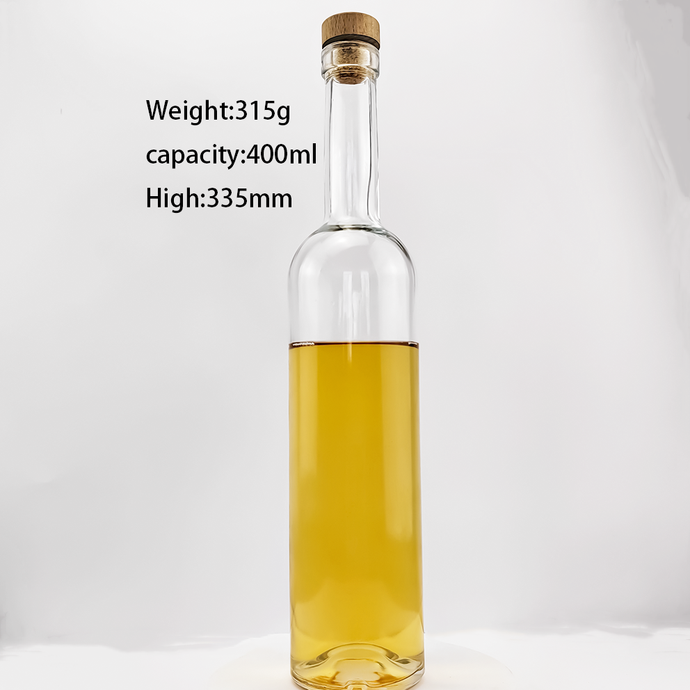 Glass Products Slim Wine Bottle with Cork and Collar Material Made in Shandong