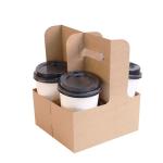 Kraft Take Away Coffee Cup Carrier Holder For 2 Cups 4 Cups Customzied Size