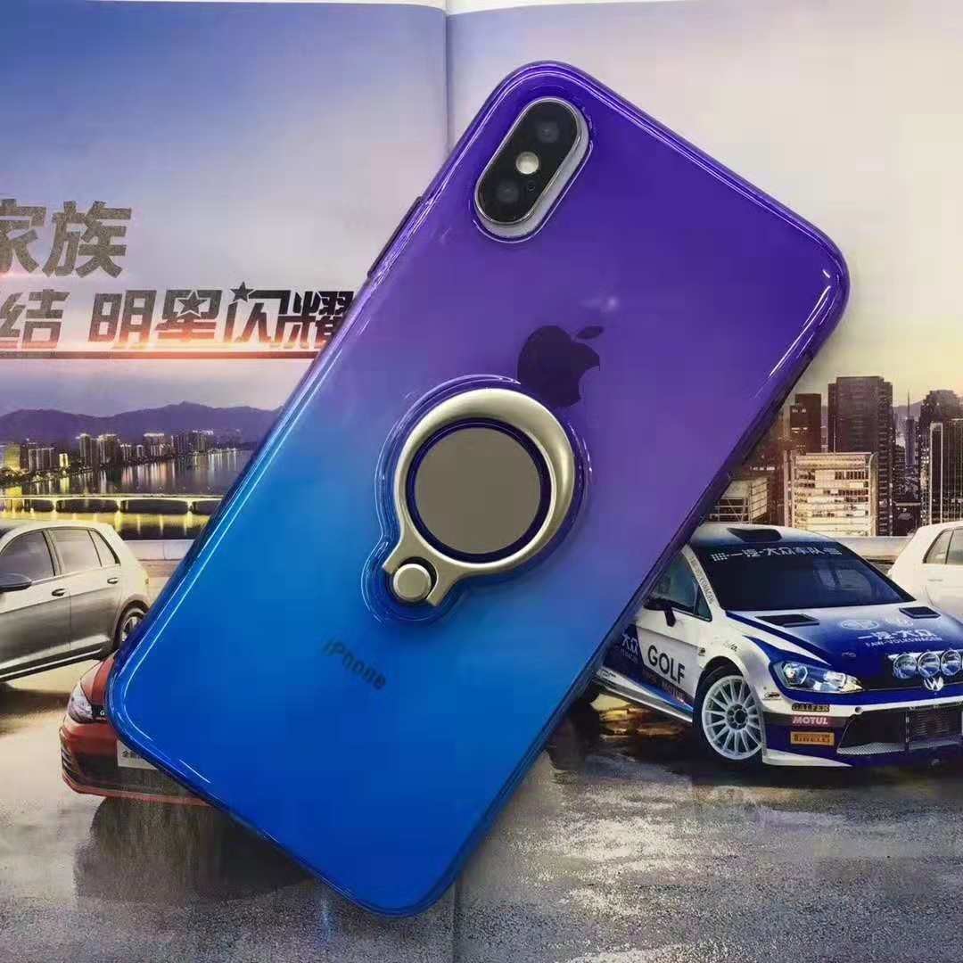 Double Color Gradient Ring Magnetic Car Mount Holder Soft TPU Case Back Cover For IphoneXS IphoneXR IphoneXS MAX Iphone8