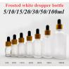 Buy cheap Luxury 1oz 2oz 10ml 15ml 20ml 30ml 50ml Empty round skincare serum Essential Oil Eye White Frosted Glass Dropper Bottle from wholesalers