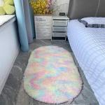 Stain Resistant Ultra Soft Fluffy Bedroom Rugs Oval Beige Throw Rugs for Small