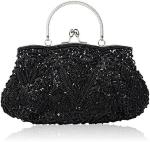 TMORE BEADED SEQUIN DESIGN FLOWER EVENING PURSE LARGE CLUTCH BAG
