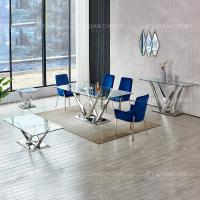 Buy cheap Tempered Glass Metal Leg Dining Table Set Home Furniture with 8 Seater product