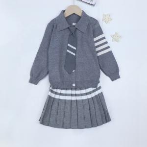 Buy cheap knitted children clothing sets two-piece suit baby school clothing set pullover sweater skirt outfit sets from wholesalers