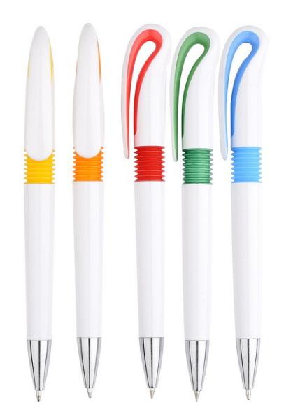 Buy cheap fancy design twist plastic pen, wide clip and white barrel,novel design from wholesalers