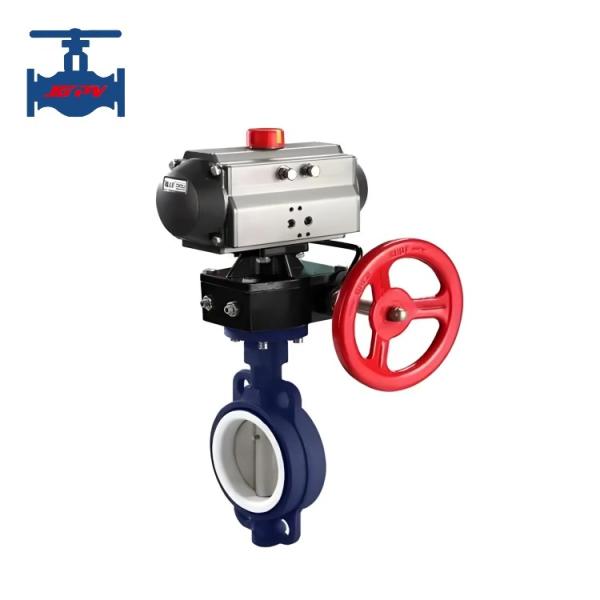 Stainless Steel Wafer Type Butterfly Valve With PTFE Lined And Pneumatic