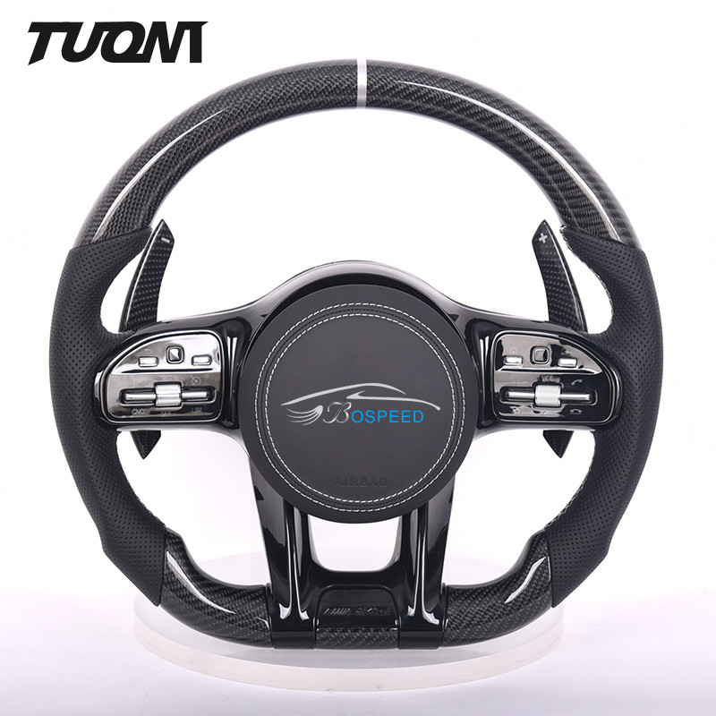 Carbon Fiber Mercedes S63 Amg Steering Wheel Piano Black Trim Customize