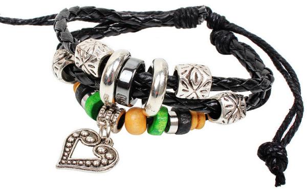 Wooden bead bracelet beaded alloy multilayer complex Gupi Sheng love leather