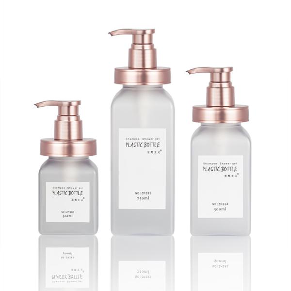 Buy cheap Rectangle Clear Matte PETG Cosmetic Plastic Jar Body Pump Shampoo Lotion Bottle from wholesalers