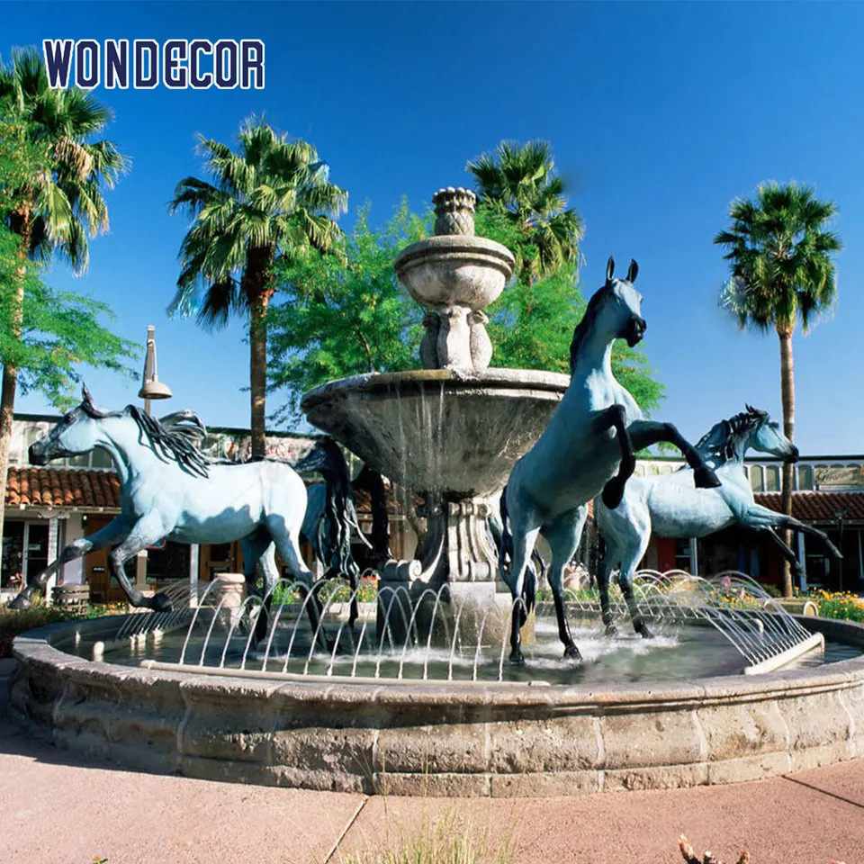 Metal Brass Bronze Horse Sculpture 225cm For Garden Decoration