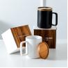 Buy cheap Custom Large 15oz Nordic Matte Black White Ceramic Coffee Mug with Wooden Lid Gift Box from wholesalers