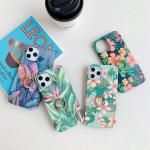 Anti Drop Finger Grip Phone Case IMD TPU Floral Pattern Ring Holder for Iphone