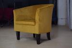 Yellow Modern Plush Velvet Tub Armchair Timber Frame Wooden Feet For Office