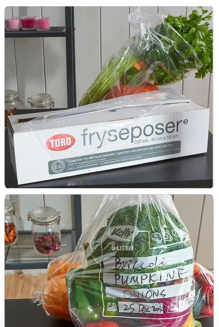 Custom Size Food Grade Resealable Slider Bag Freezer Ziplock Fresh Food Packaging Bag