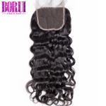 Brazilian Human Hair Lace Closure Free Part Water Wave With Baby Hair HD Lace
