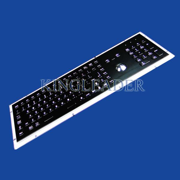 Buy cheap 103 Keys Kiosk Black Metal Keyboard With Trackball For Panel Mount from wholesalers