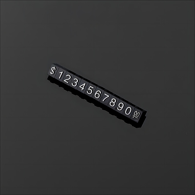 L9*6mm 100set jewellery display price digital cube Gold letters Black Background For Retail Shop display customizable