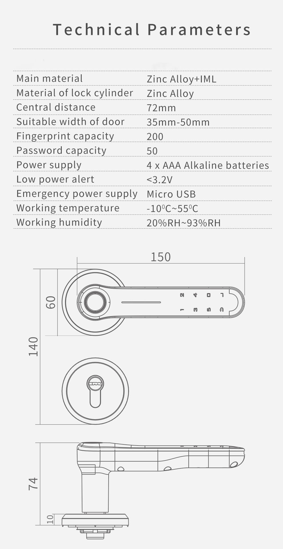 Hot Selling Indoor Smart Fingerprint Door Lock With Silent Lock Body Keyless Entry Home with Your Smartphone