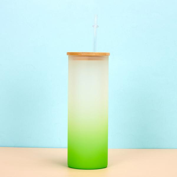 360/480ML 2Pack 16oz Glass Water Bottle Gradient Frosted Glass Sublimation Water
