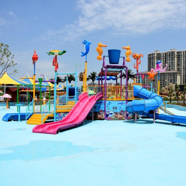 Buy cheap 3-12 Years Old Childrens Water Playground With Water Slides Cannons Buckets And Fountains from wholesalers