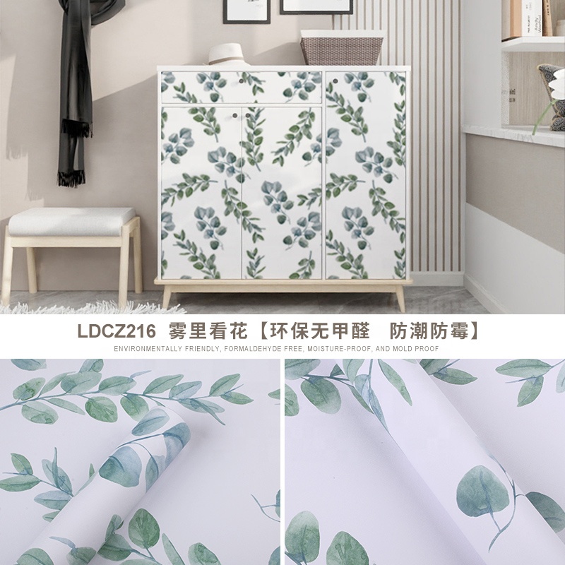 Waterproof Self-Adhesive Peel and Stick PVC Wall Sticker Modern Watercolor Floral Wallpaper for Home or Hotel Decors