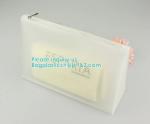 Vinyl transparent pvc bag cosmetic packing, bottom gusset slider Zip lockkk