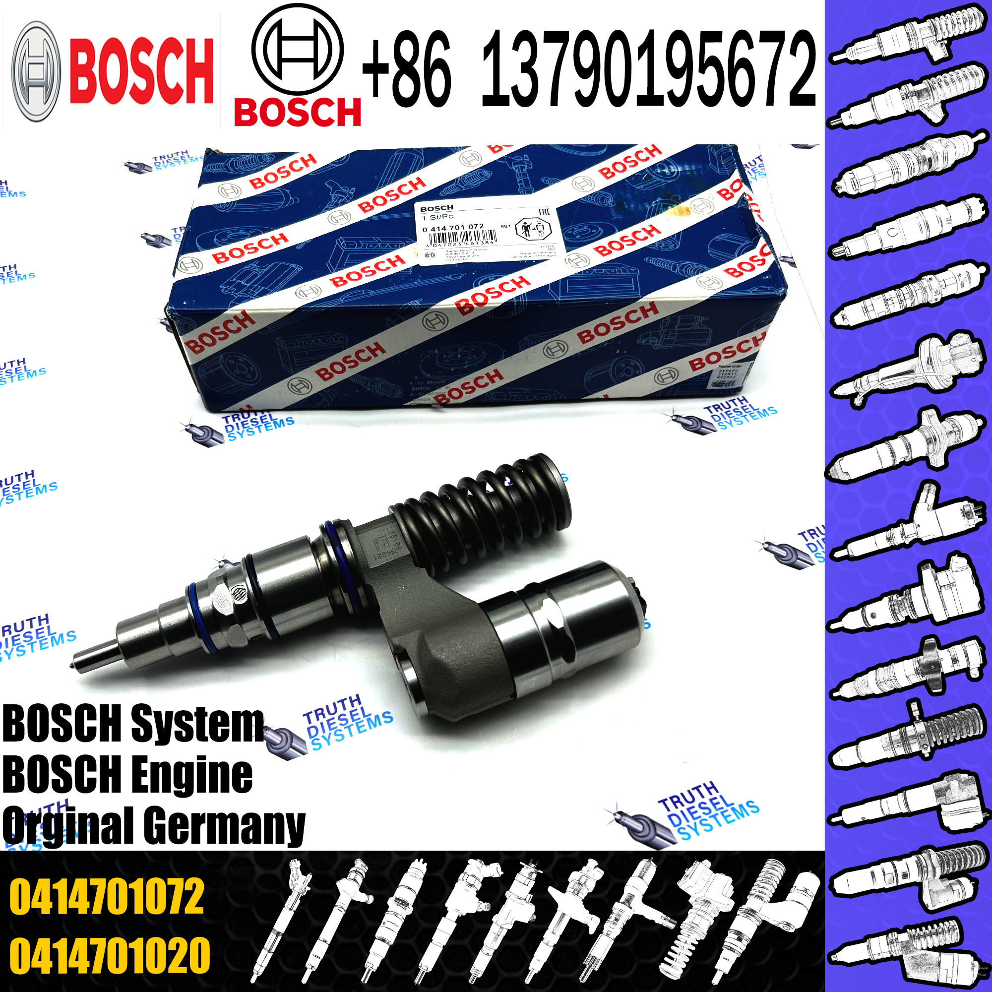 Diesel Engine Fuel Injector 0414701079 Common Rail Injector 0414701051 Auto Parts 0414701072