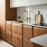 Buy cheap Frame-line Door Panel Kitchen Cabinet Design Cherry Wood Veneer Kitchen Cabinet For Ghana Villa Project from wholesalers