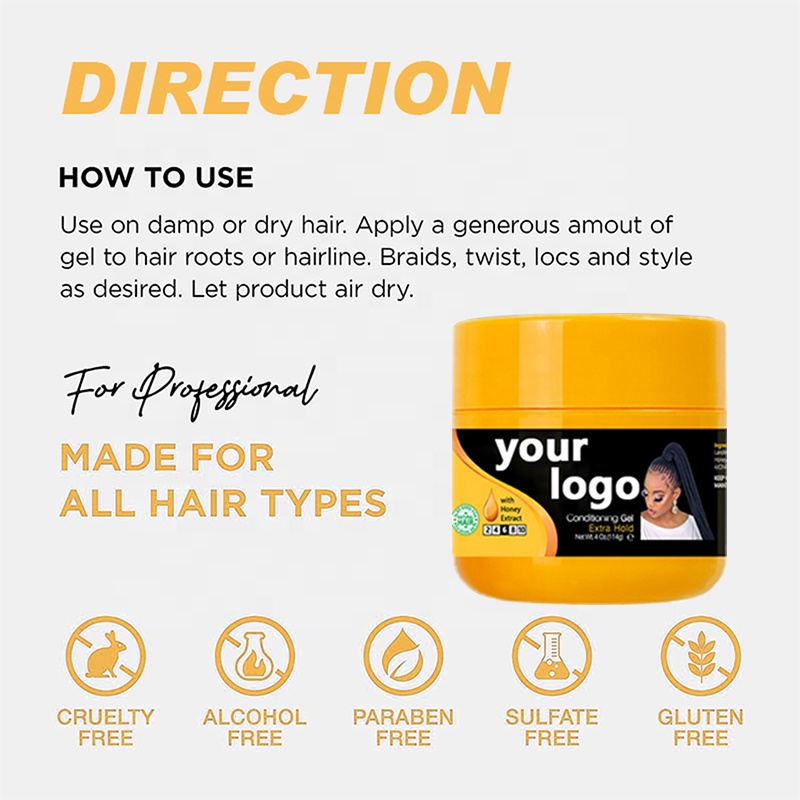 Alcohol-Free Hair Styling Lock Twisting Gel for Extra Hold Braids and Herbal Ingredient