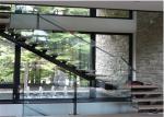 Safety Internal Modern Straight Staircase , Wood And Glass Staircase Designs