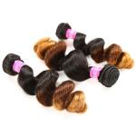 Peruvian Hair Loose Wave 3 Tone Ombre Hair Weave 1B/4/27 Blonde Hair