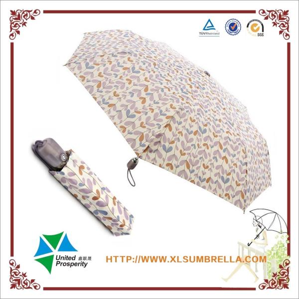 Buy cheap Colorful Leaf Pattern 8mm Metal Shaft Foldable Umbrella For Women from wholesalers