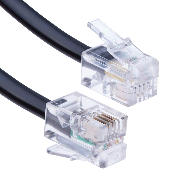 Coiled Spring RJ9 4P4C RJ11 Black White Spiral Flat Cat3 ADSL Telephone Cable