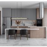 Custom Modern Complete Island Kitchen Furniture White PVC Wood Cabinet Sets
