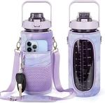 Half Gallon Water Bottle With Sleeve 64oz (2L) Inspirational Water Bottle With