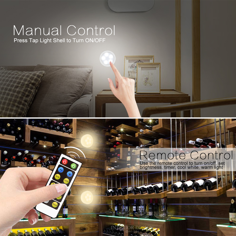 4.5VDC Battery Operated Puck Lights With Remote