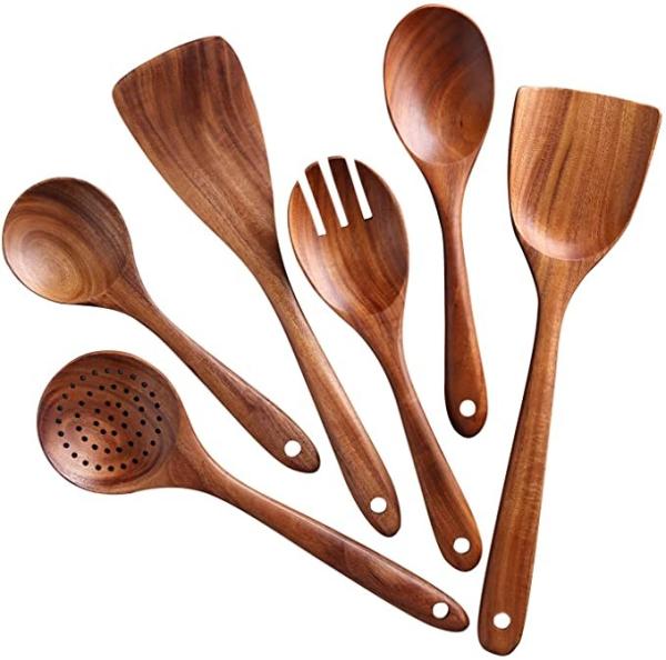 Buy cheap Acacia Teak Wooden Kitchen Utensil Set In Stock Kitchen Cooking Tool Custom Logo from wholesalers