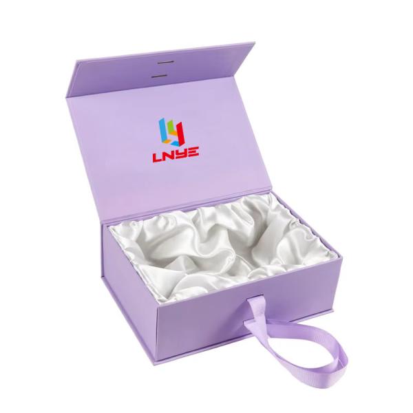 Buy cheap Custom High End Black Magnetic Box Clothing Cardboard Gift Packet Box Human Hair Packaging Box With Satin Silk from wholesalers