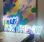 Rose Gold Happy Birthday Girls Air Shimmer Wall Party LED Custom Neon Light Sign