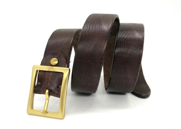 Buy cheap Brown Mens Casual Leather Belt Vintage Brass Square Pin Bcukle Western Styles from wholesalers