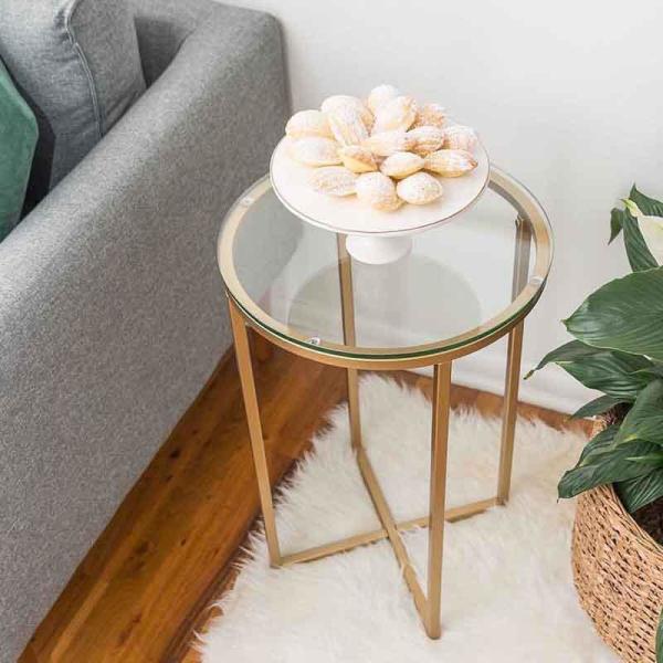 Buy cheap Modern Style Gold Stainless Steel Frame Tempered glass top Coffee Table Side table End table from wholesalers