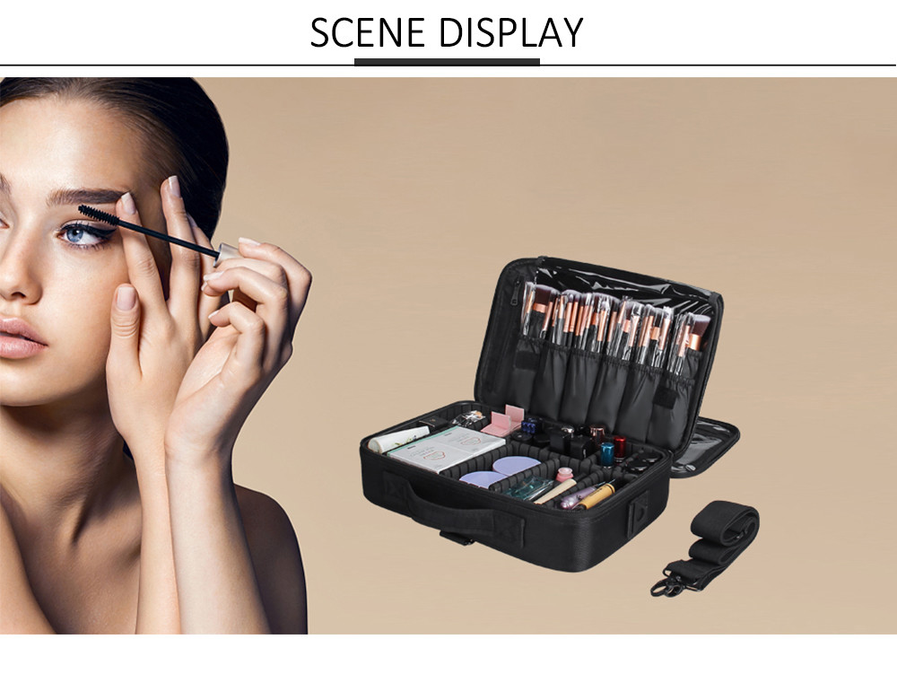 Multifunction Polyester Makeup Brush Organizer With Adjustable Dividers