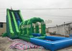 Attractive Commercial Outdoor Giant Long Green Inflatable Water Slide slip and