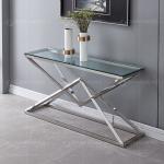 Clear Glass 151x40x75.5cm Stainless Steel Console Table French Style Console