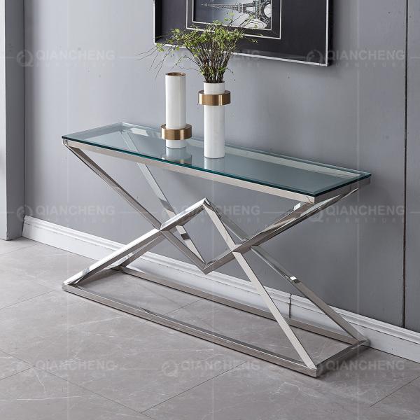 Buy cheap Clear Glass 151x40x75.5cm Stainless Steel Console Table French Style Console Table from wholesalers