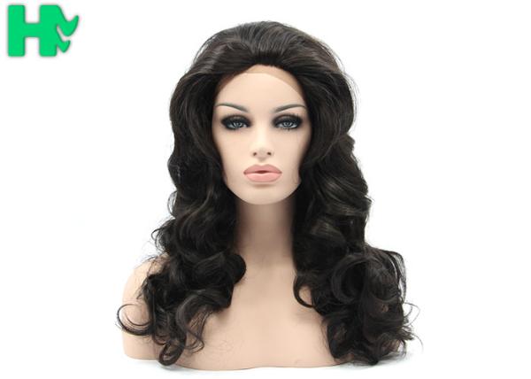 Buy cheap Womens Curly Hair Synthetic Front Lace Wigs Natural Black Color Wigs from wholesalers