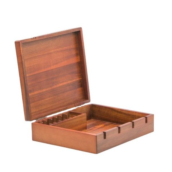 Red-print Acacia Wooden Homeowner's DIY Tool Kit Toolbox Organizer gift for